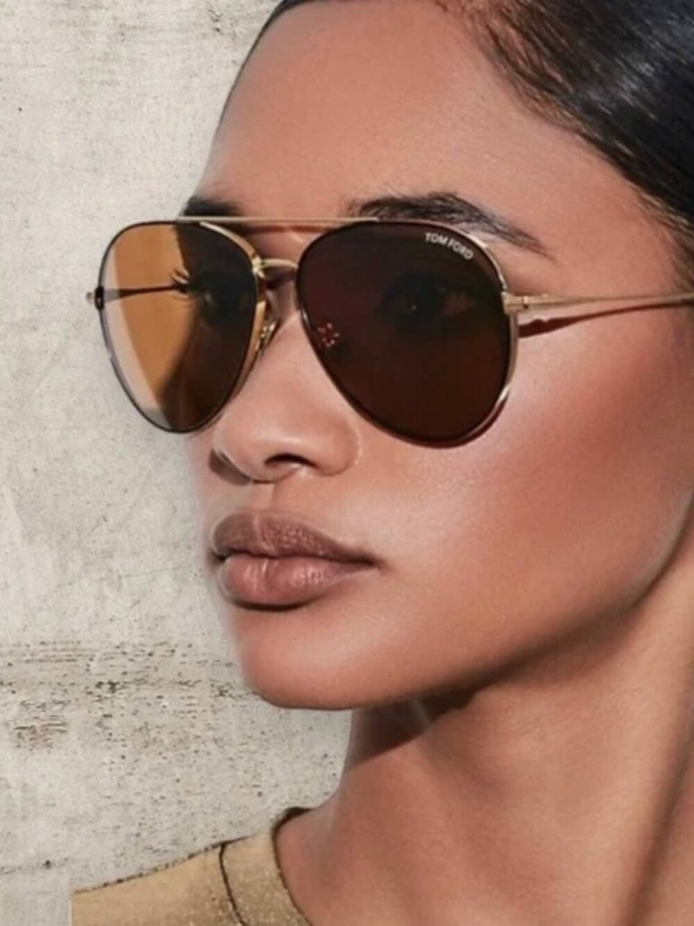 Tom Ford Dashel-02 FT0996 01J Sunglasses Gold Aviator Frame, Brown Lenses